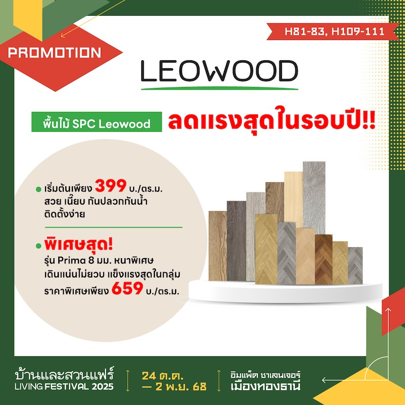 พื้นไม้ SPC Leowood ลดแรงสุดในรอบปี!! 