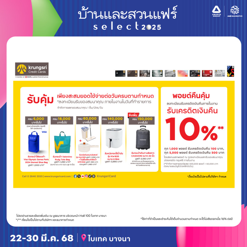Krungsri รับเครดิตเงินคืน 10%